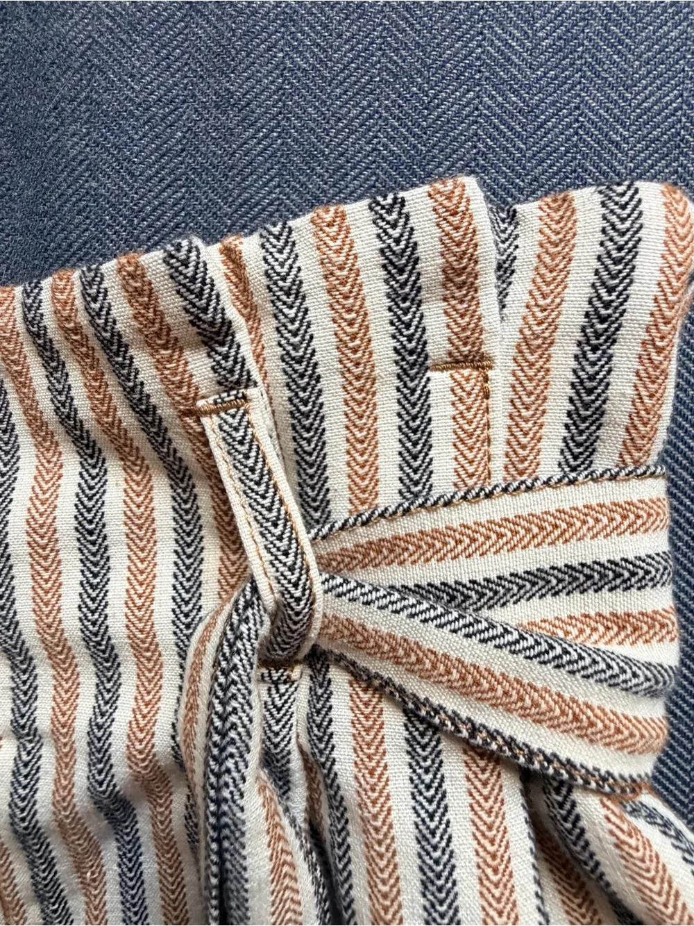 Free People High-Waist Striped Tie-Belt Shorts